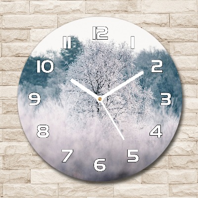 Orologio rotondo con motivo di alberi in inverno
