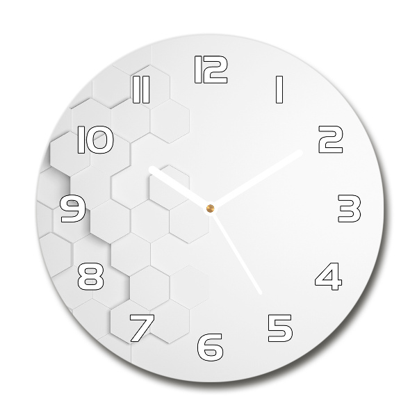 Orologio rotondo in vetro con motivo a sfondo esagonale