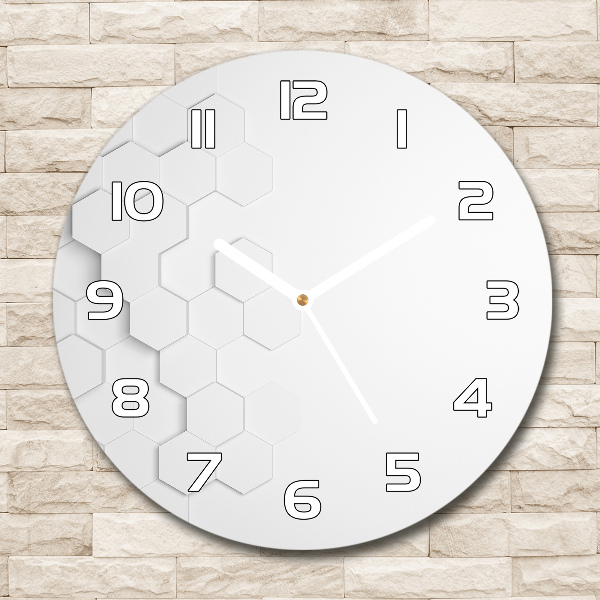 Orologio rotondo in vetro con motivo a sfondo esagonale
