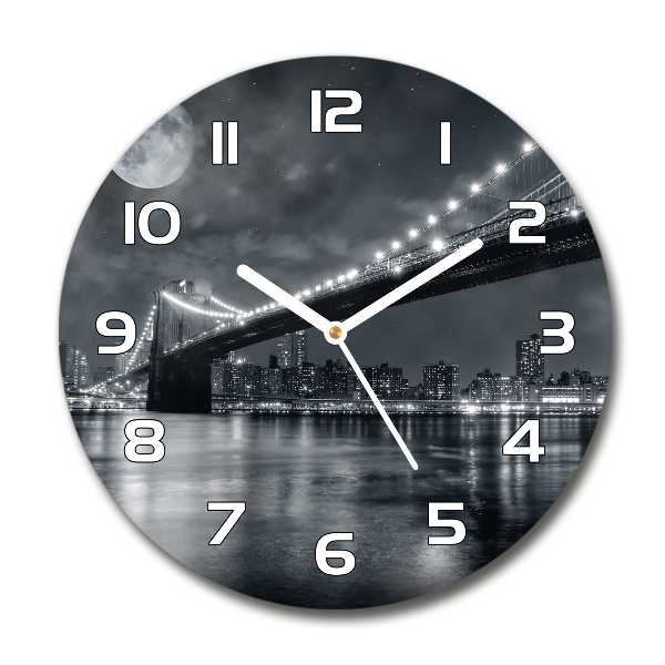 Orologio rotondo in vetro con motivo del Ponte di Brooklyn