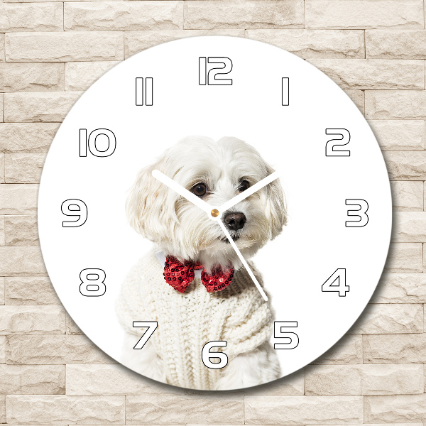 Orologio rotondo con motivo maltese e papillon