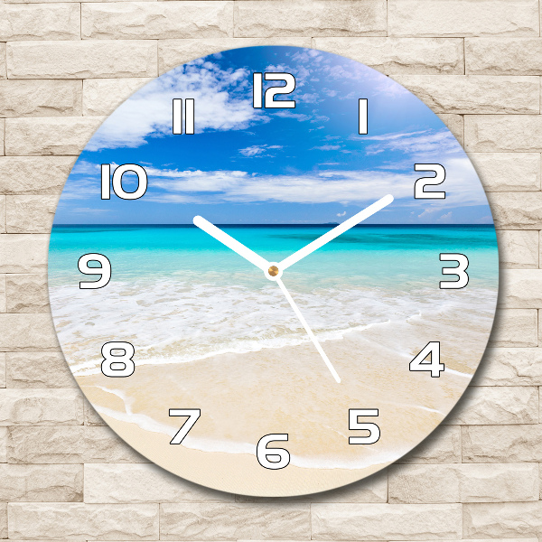 Orologio rotondo con motivo spiaggia tropicale