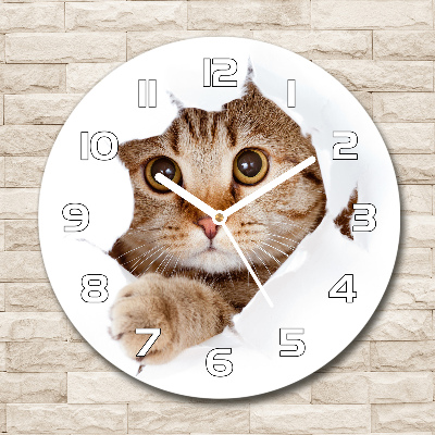 Orologio da parete rotondo con decorazione a tema gatto
