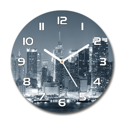 Orologio rotondo in vetro con motivo di Manhattan, New York