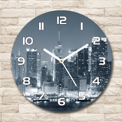 Orologio rotondo in vetro con motivo di Manhattan, New York