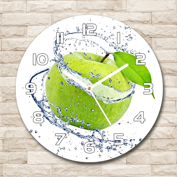 Orologio rotondo in vetro con quadrante a motivo mela verde