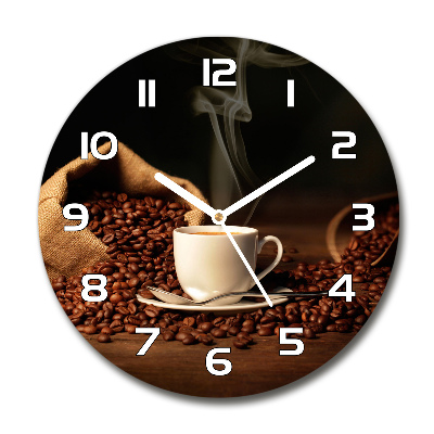Orologio da parete rotondo con motivo a tazza di caffè