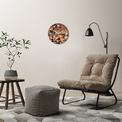 Orologio rotondo in vetro con motivo a chicchi di caffè