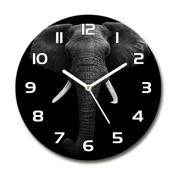 Orologio rotondo in vetro con motivo di elefante africano