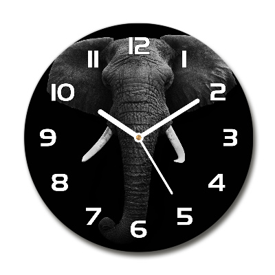 Orologio rotondo in vetro con motivo di elefante africano