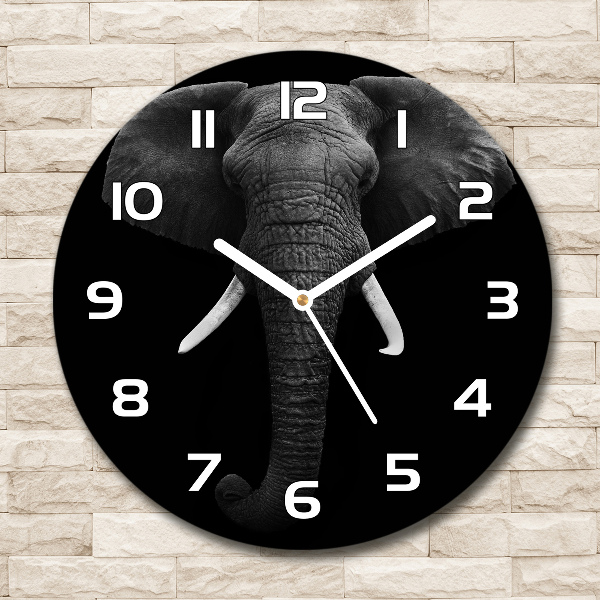 Orologio rotondo in vetro con motivo di elefante africano