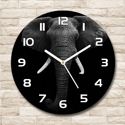 Orologio rotondo in vetro con motivo di elefante africano
