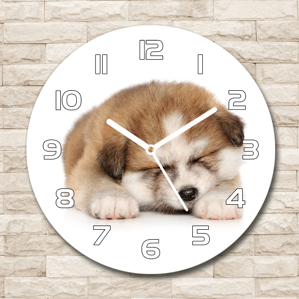 Orologio rotondo con motivo Cucciolo di Akita