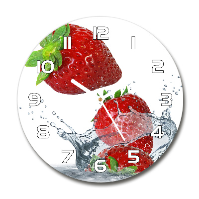 Orologio rotondo con motivo di fragole su sfondo acquatico