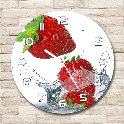 Orologio rotondo con motivo di fragole su sfondo acquatico