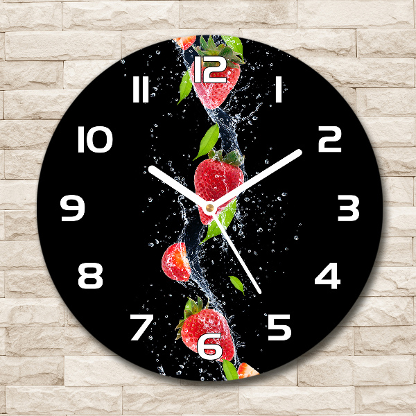 Orologio da parete rotondo con decorazione a fragole e motivo acqua