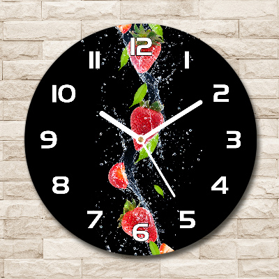 Orologio da parete rotondo con decorazione a fragole e motivo acqua