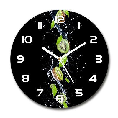 Orologio rotondo in vetro con quadrante decorato con motivo di kiwi e acqua