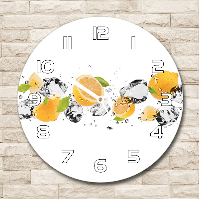 Orologio da parete rotondo con motivo a limoni e sfondo acqua