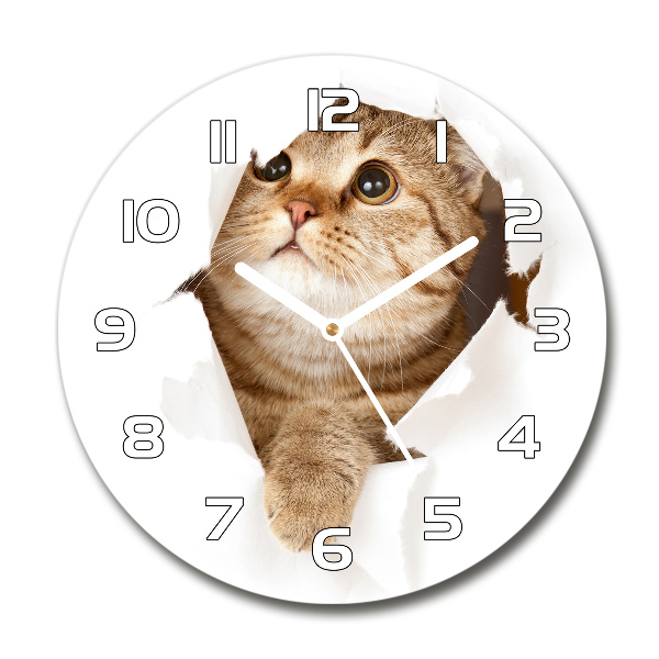 Orologio rotondo in vetro con motivo gatto