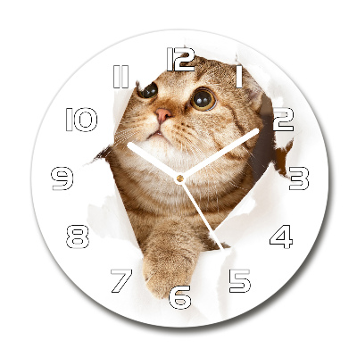 Orologio rotondo in vetro con motivo gatto