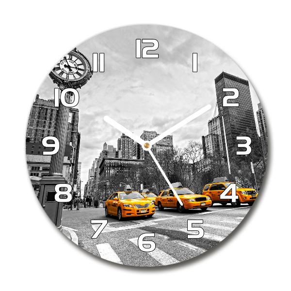 Orologio da parete rotondo con motivo Taxi di New York