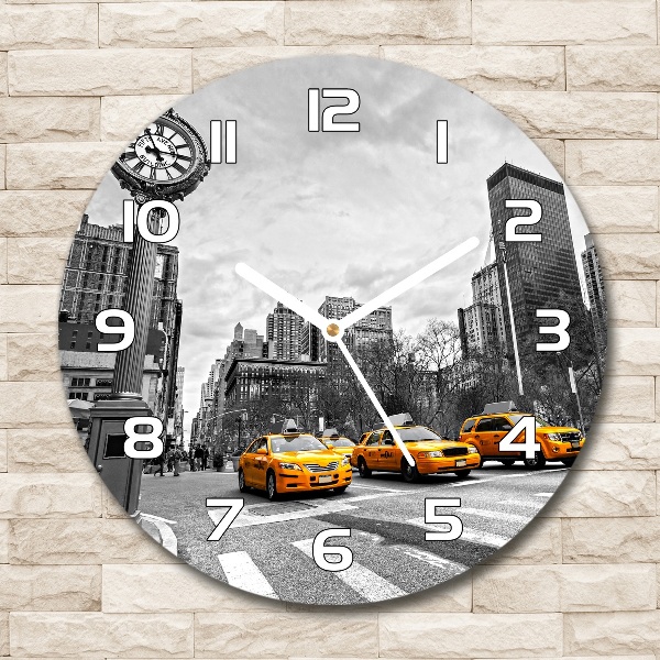 Orologio da parete rotondo con motivo Taxi di New York