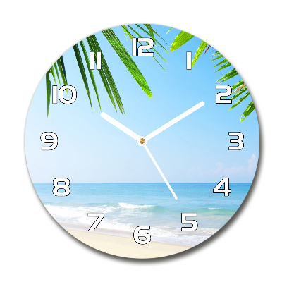 Orologio rotondo in vetro con motivo spiaggia tropicale