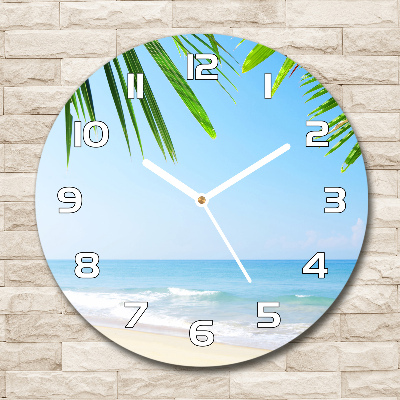 Orologio rotondo in vetro con motivo spiaggia tropicale