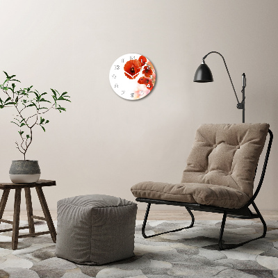 Orologio rotondo in vetro con motivo di papaveri