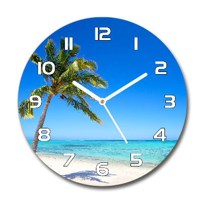 Orologio rotondo con motivo spiaggia tropicale