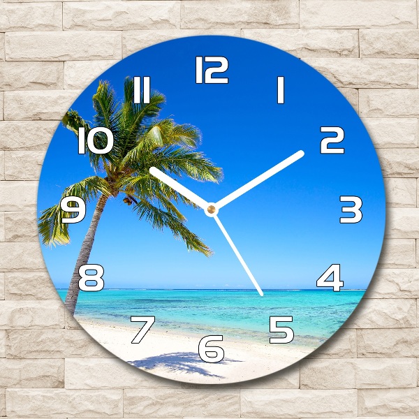 Orologio rotondo con motivo spiaggia tropicale