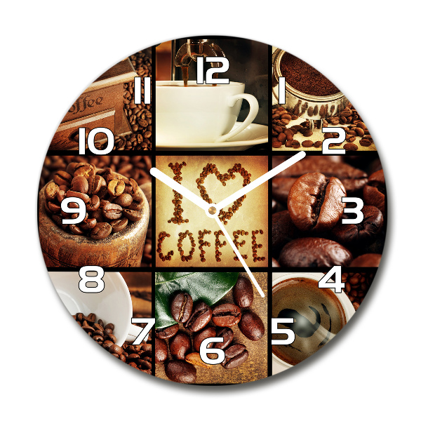 Orologio rotondo con motivo collage a tema caffè