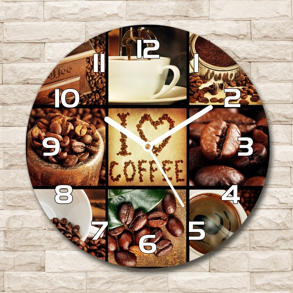 Orologio rotondo con motivo collage a tema caffè