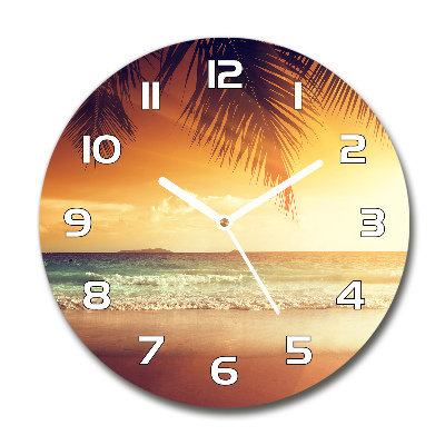 Orologio rotondo in vetro con decorazione a tema spiaggia tropicale
