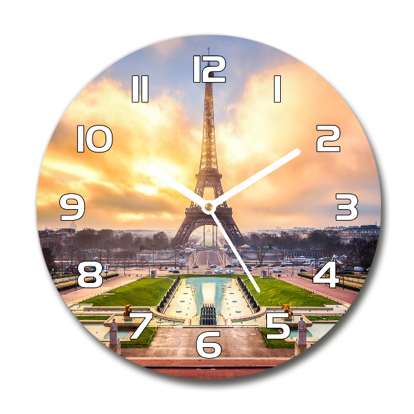 Orologio rotondo in vetro con motivo della Torre Eiffel di Parigi