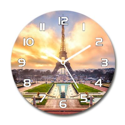 Orologio rotondo in vetro con motivo della Torre Eiffel di Parigi