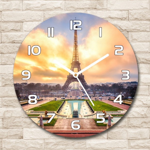 Orologio rotondo in vetro con motivo della Torre Eiffel di Parigi