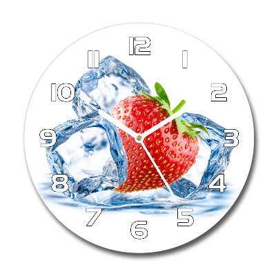 Orologio rotondo in vetro con motivo fragola su sfondo ghiacciato