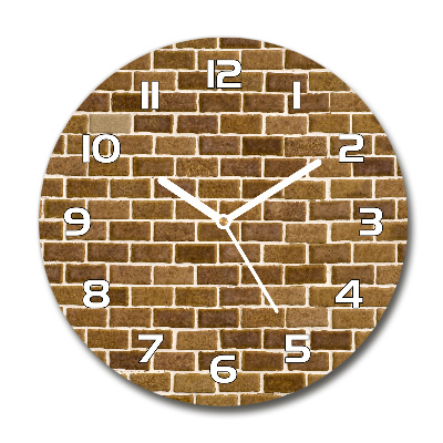 Orologio rotondo in vetro con motivo a muro di mattoni