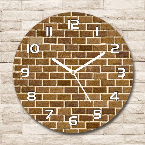 Orologio rotondo in vetro con motivo a muro di mattoni