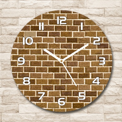 Orologio rotondo in vetro con motivo a muro di mattoni