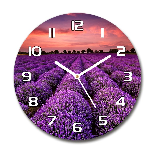 Orologio da parete rotondo con stampa a tema campo di lavanda