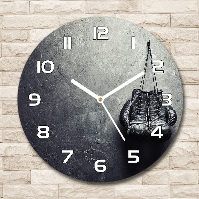 Orologio rotondo in vetro con guantoni da boxe (design/elemento decorativo)
