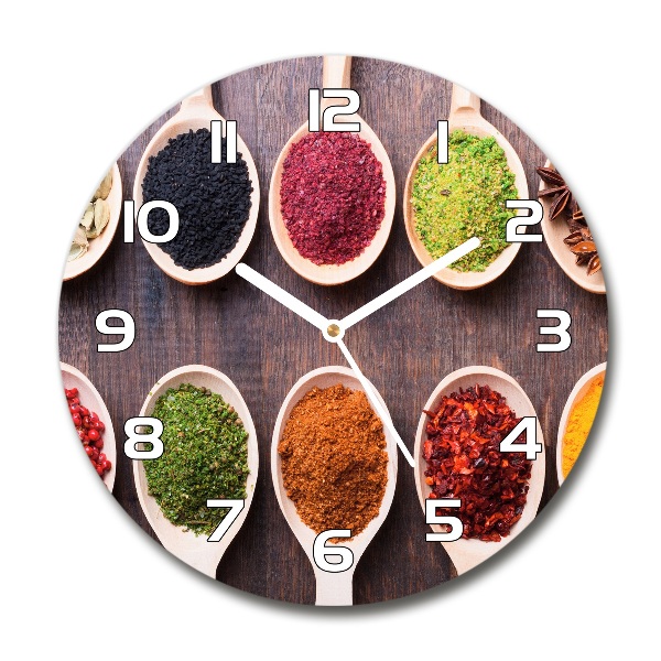 Orologio da parete rotondo con decorazione a motivo di spezie colorate