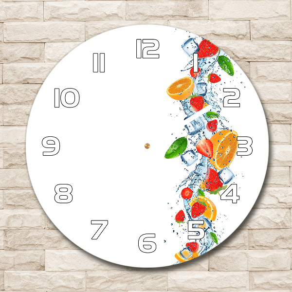 Orologio rotondo in vetro con motivo di frutta e ghiaccio