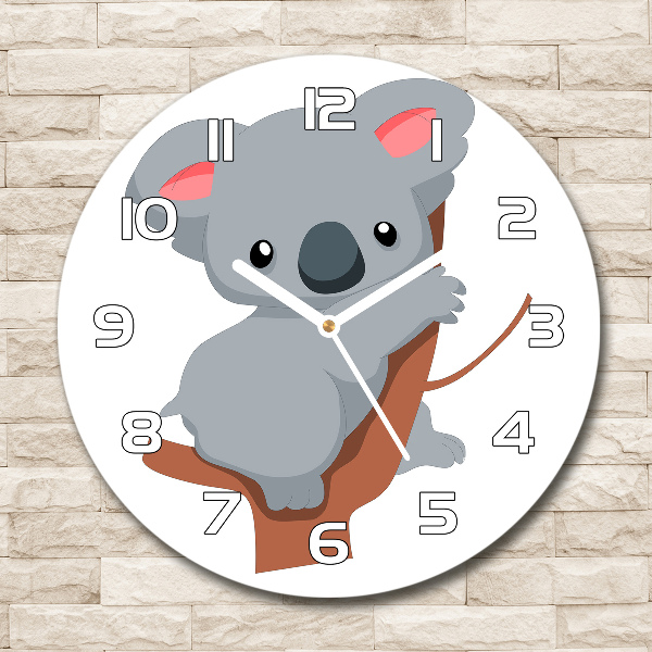 Orologio da parete rotondo con motivo di un koala su un albero