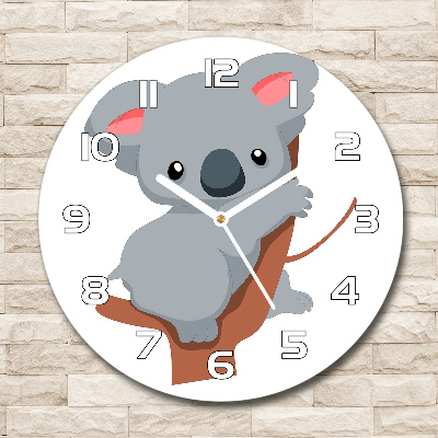 Orologio da parete rotondo con motivo di un koala su un albero