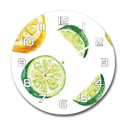 Orologio rotondo in vetro con motivo ai limoni e lime