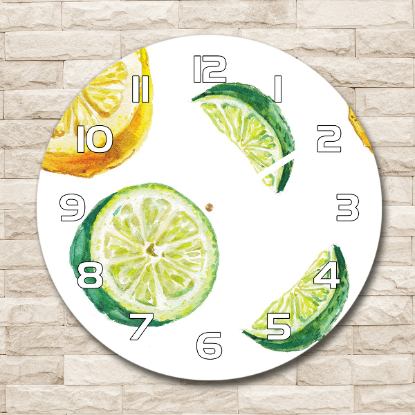 Orologio rotondo in vetro con motivo ai limoni e lime